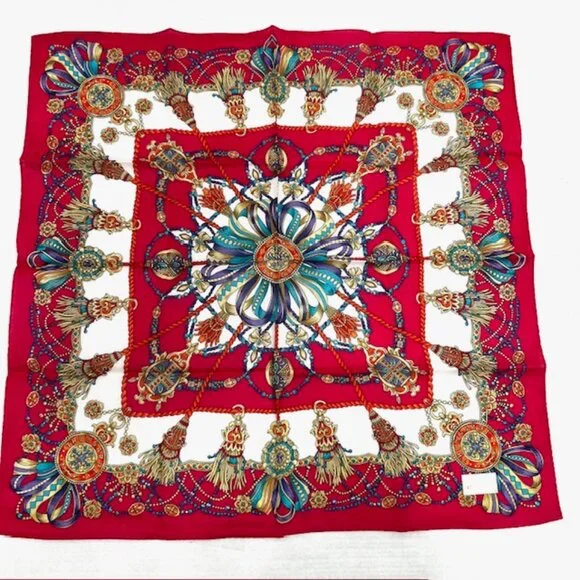 New in Box Trussadi Handker /Mini Scarf Cotton 20" Pink white green bow (39 - Picture 10 of 10